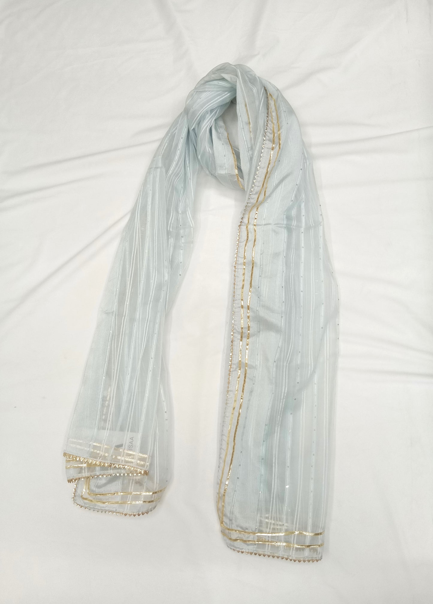 Golden colour border grey scarf
