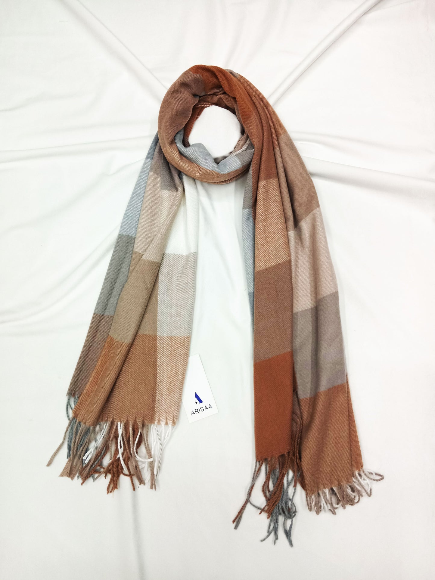 coffee colour square long winter scarf