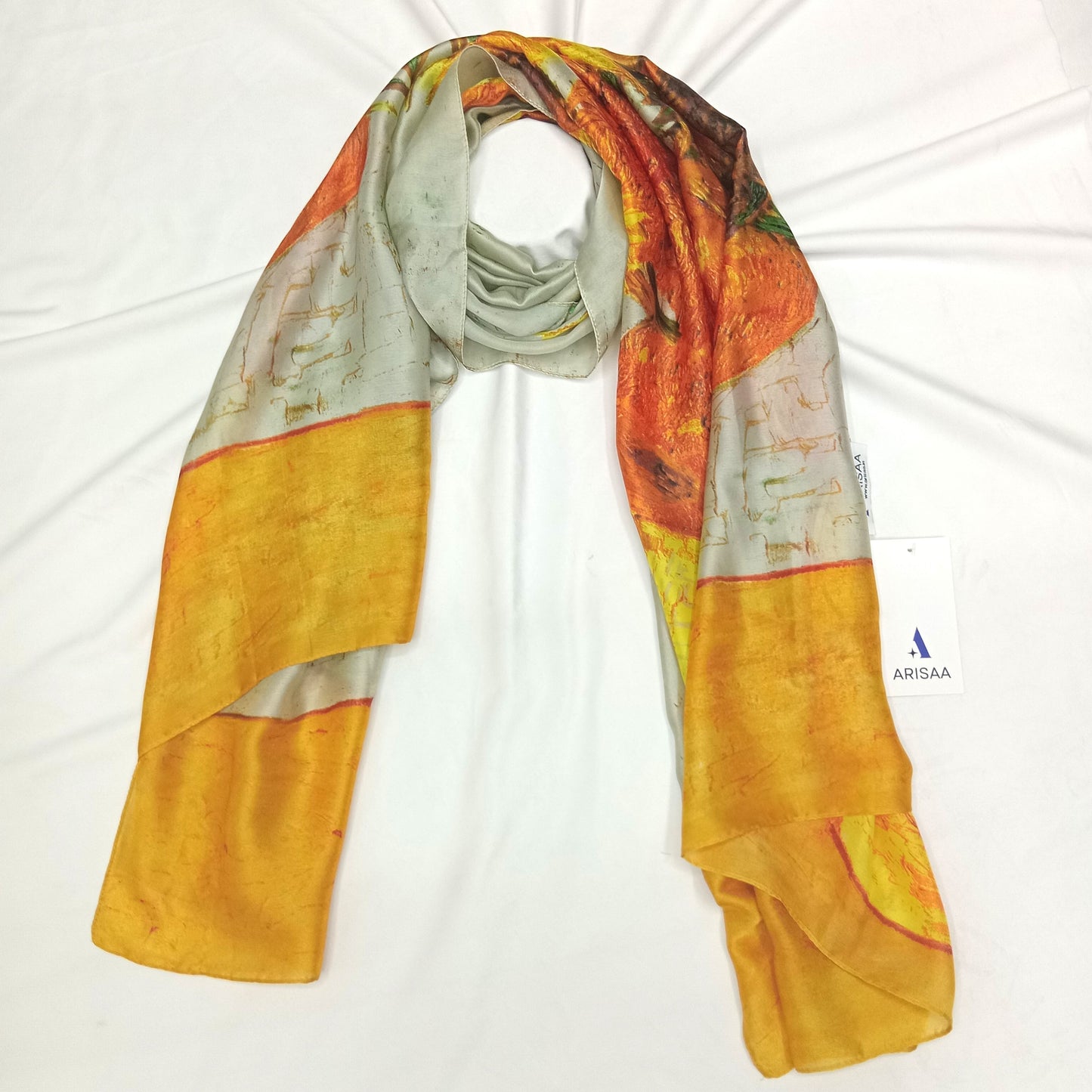 Sunflower print brite yellow scarf