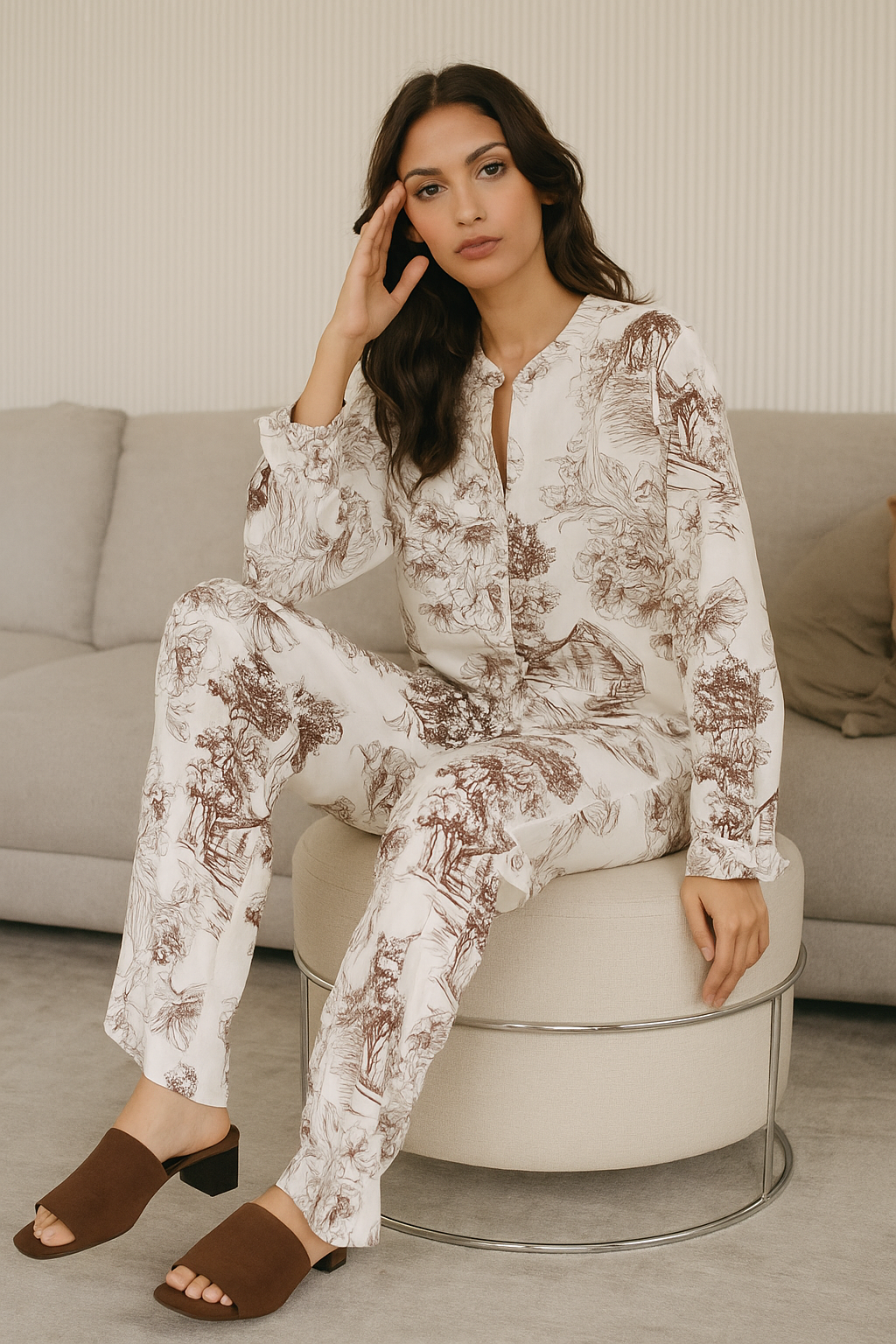 Attractive Print Cord Set For Causal Look