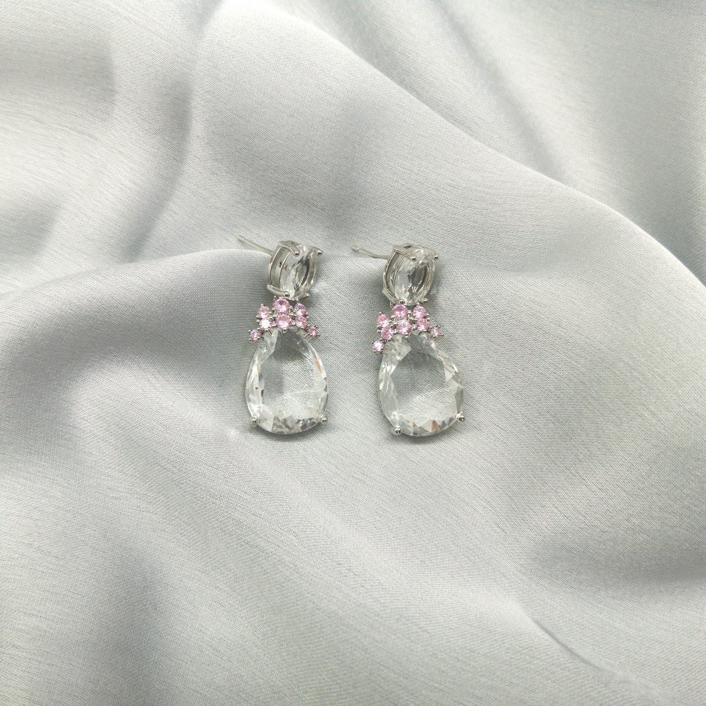 Drop Large Gemstone Plated Silver Earring For Women