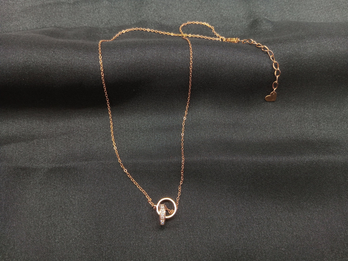 Cubic Diamonds With Round Ring Pedant Necklace