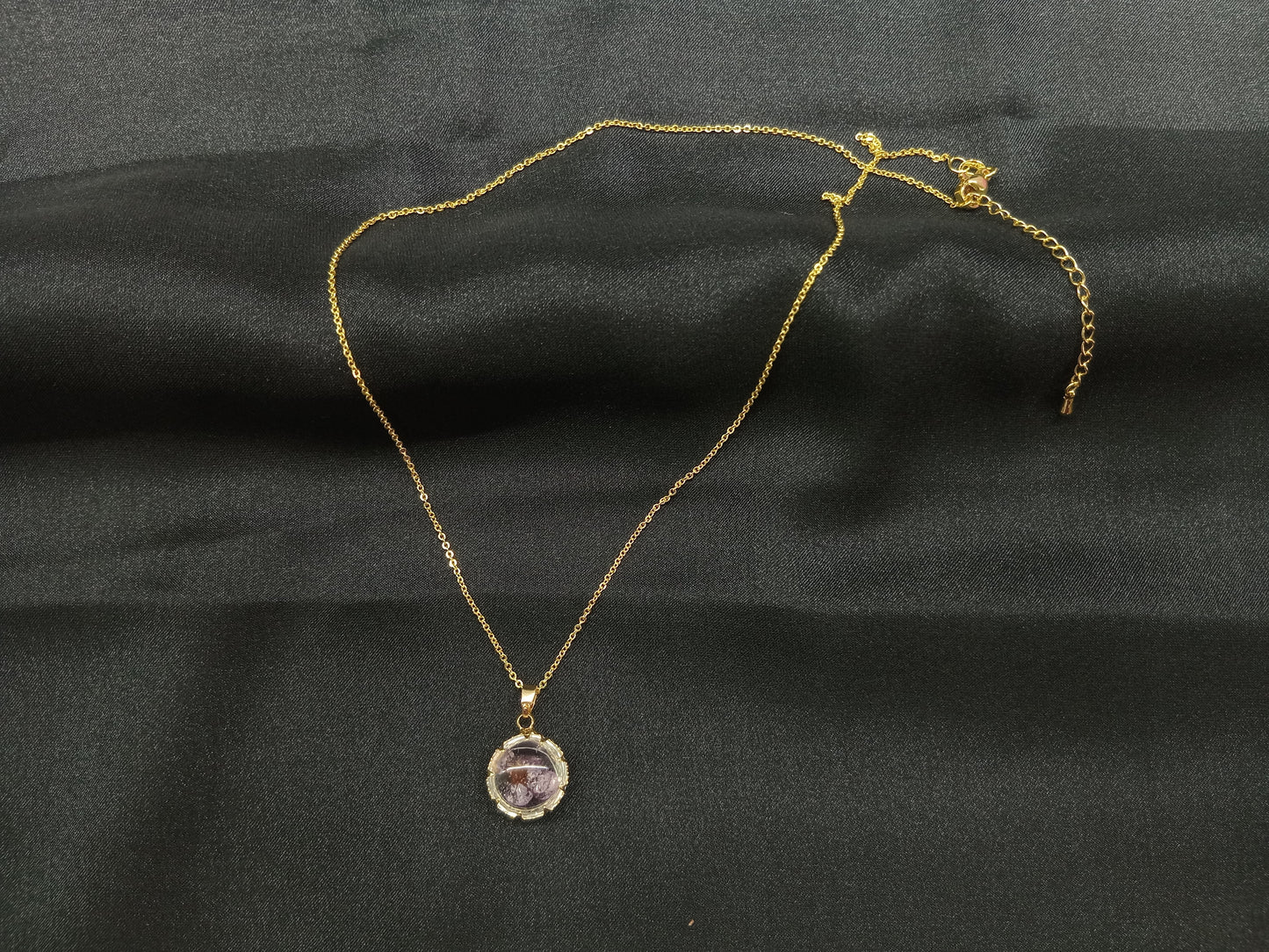 Transparent Ball Pedant Inside Light Flower Necklace With Gold Chain For Girls