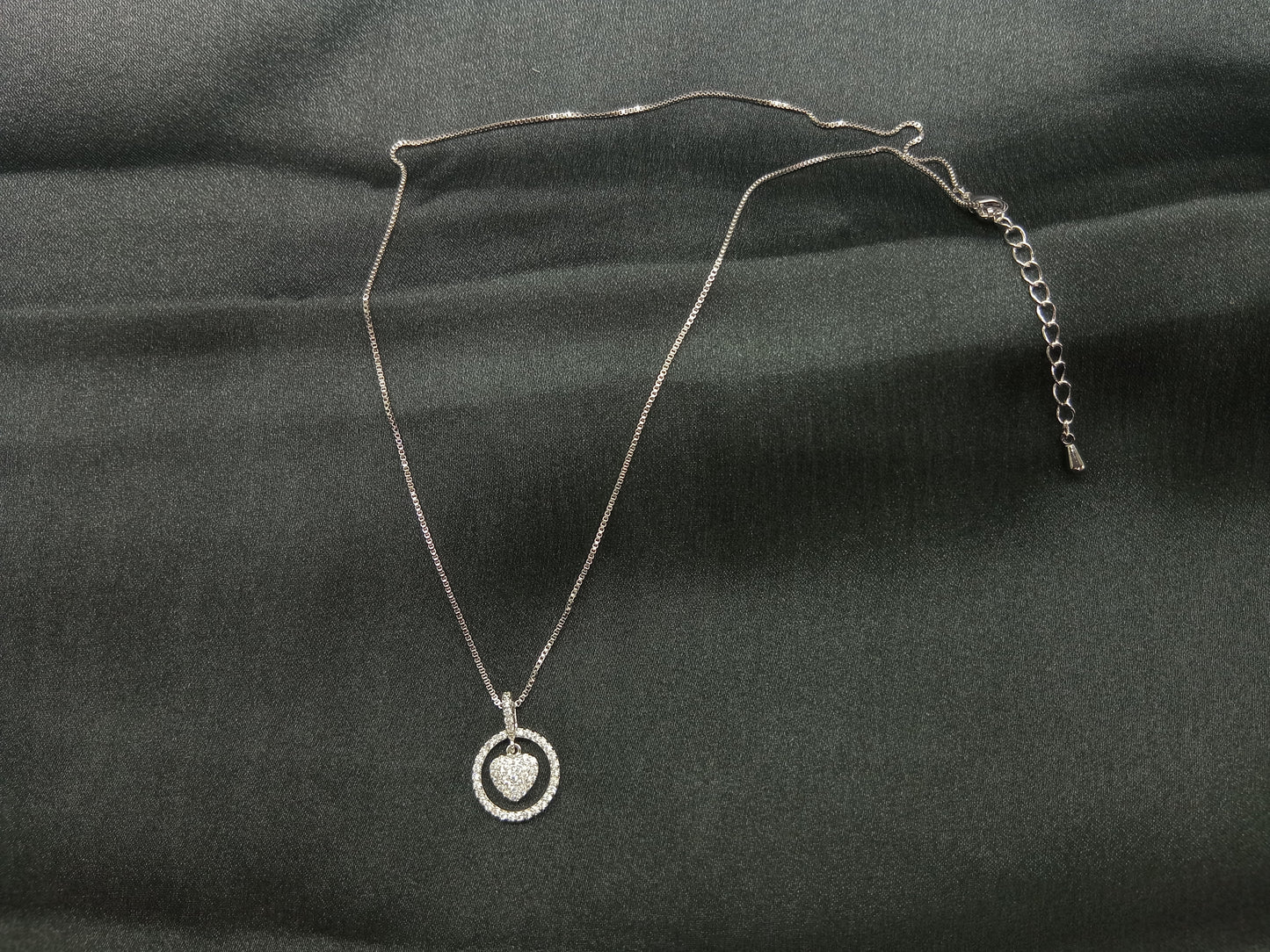 Silver Plated Round Shape With In Heart Pedant Necklace For Women