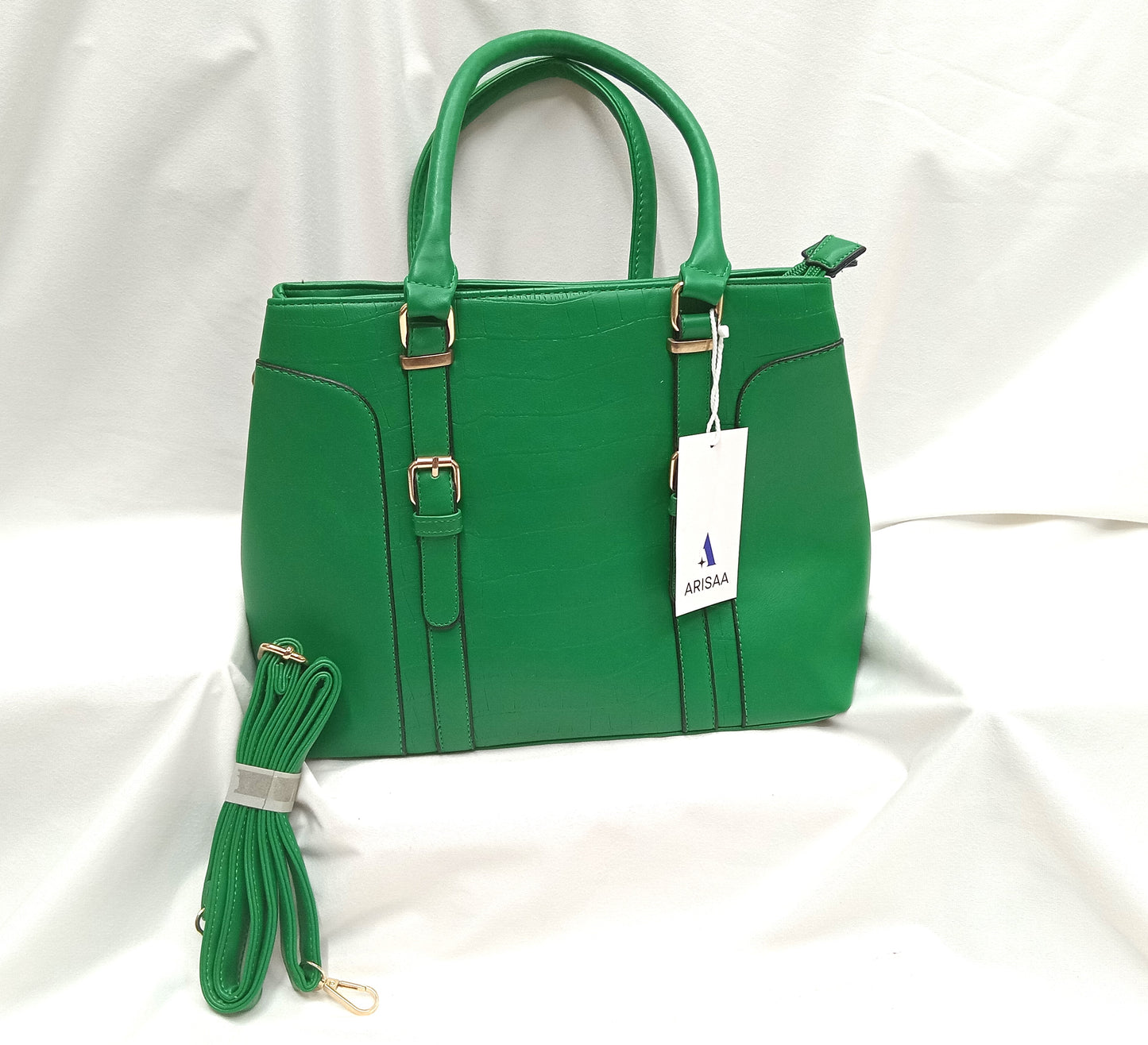 Smooth green colour hand bag
