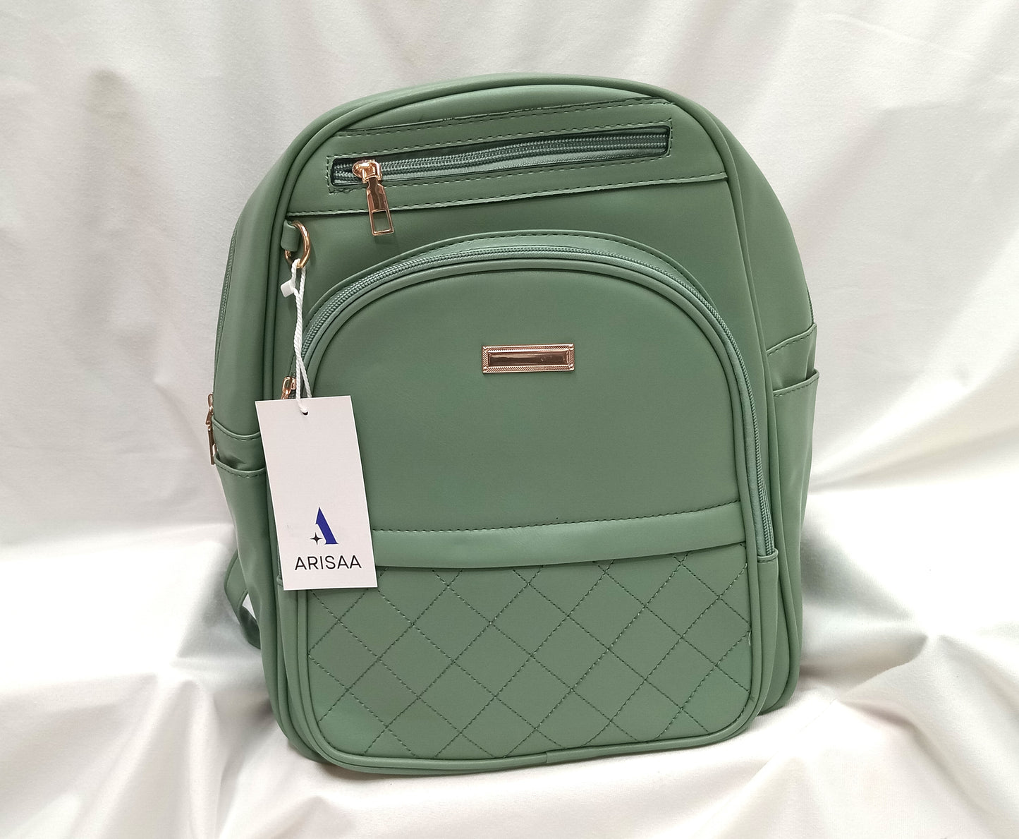 Designer green colour bag pack with pouch