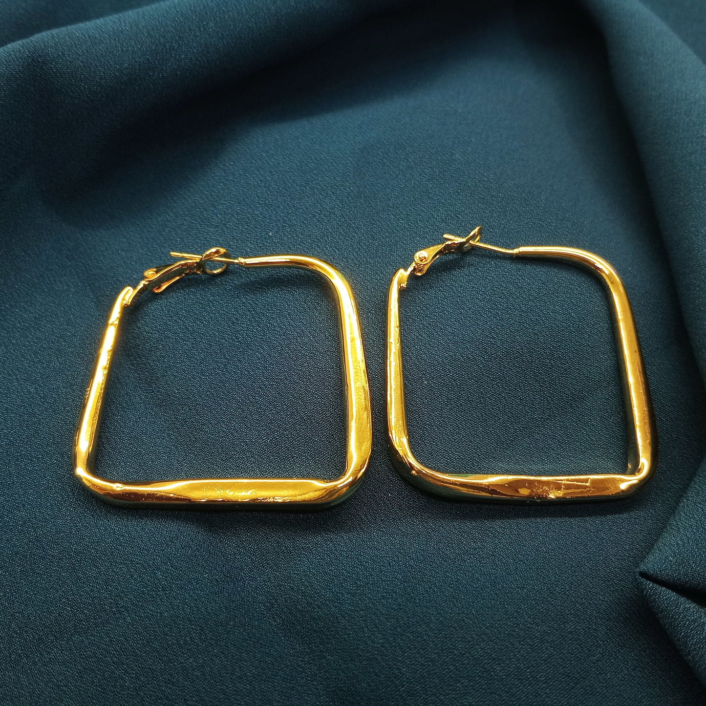 big Gold square shape design hoops