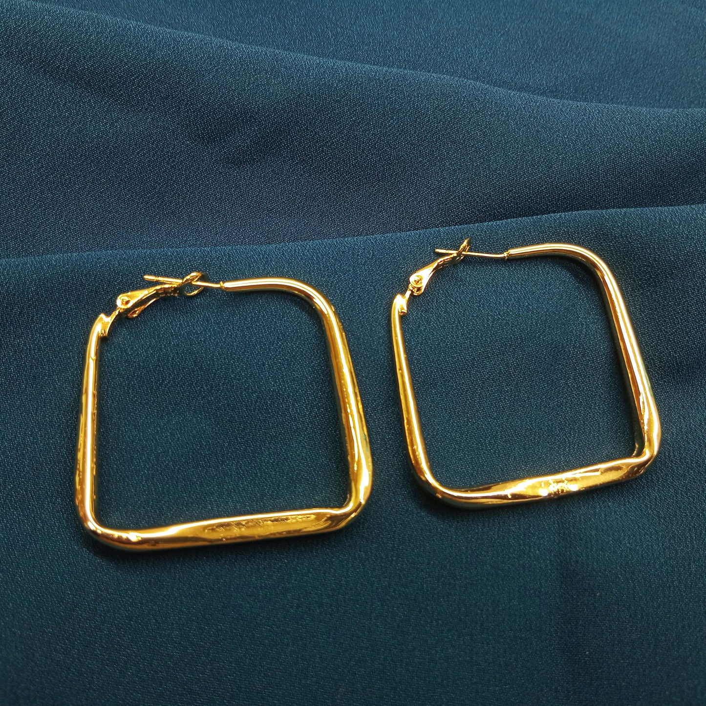big Gold square shape design hoops