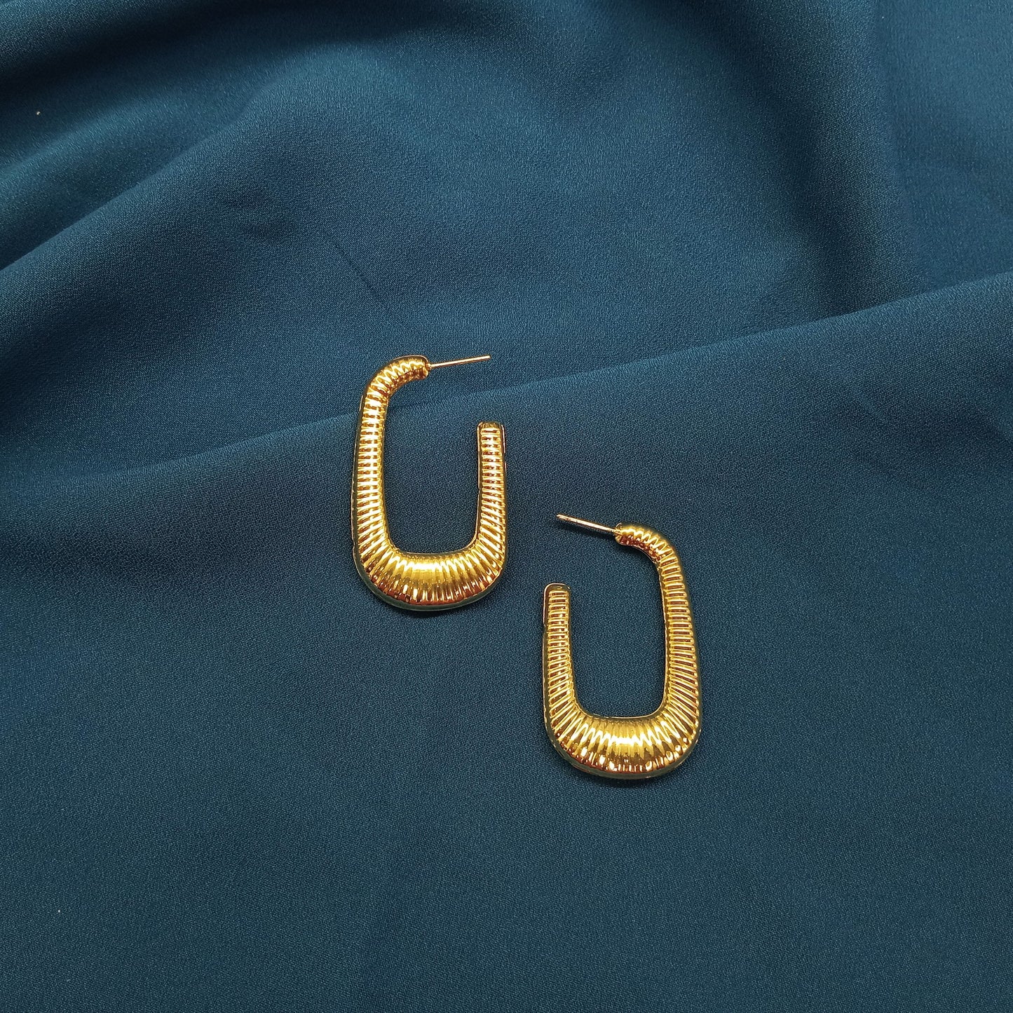 Rectangle long gold dangles