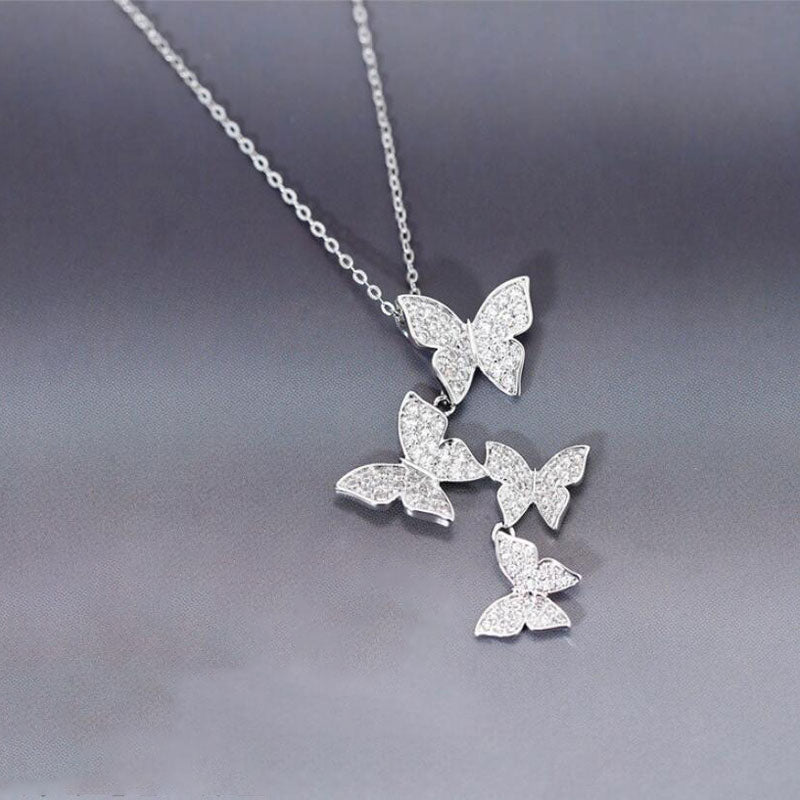 Small pretty butterfly silver necklace