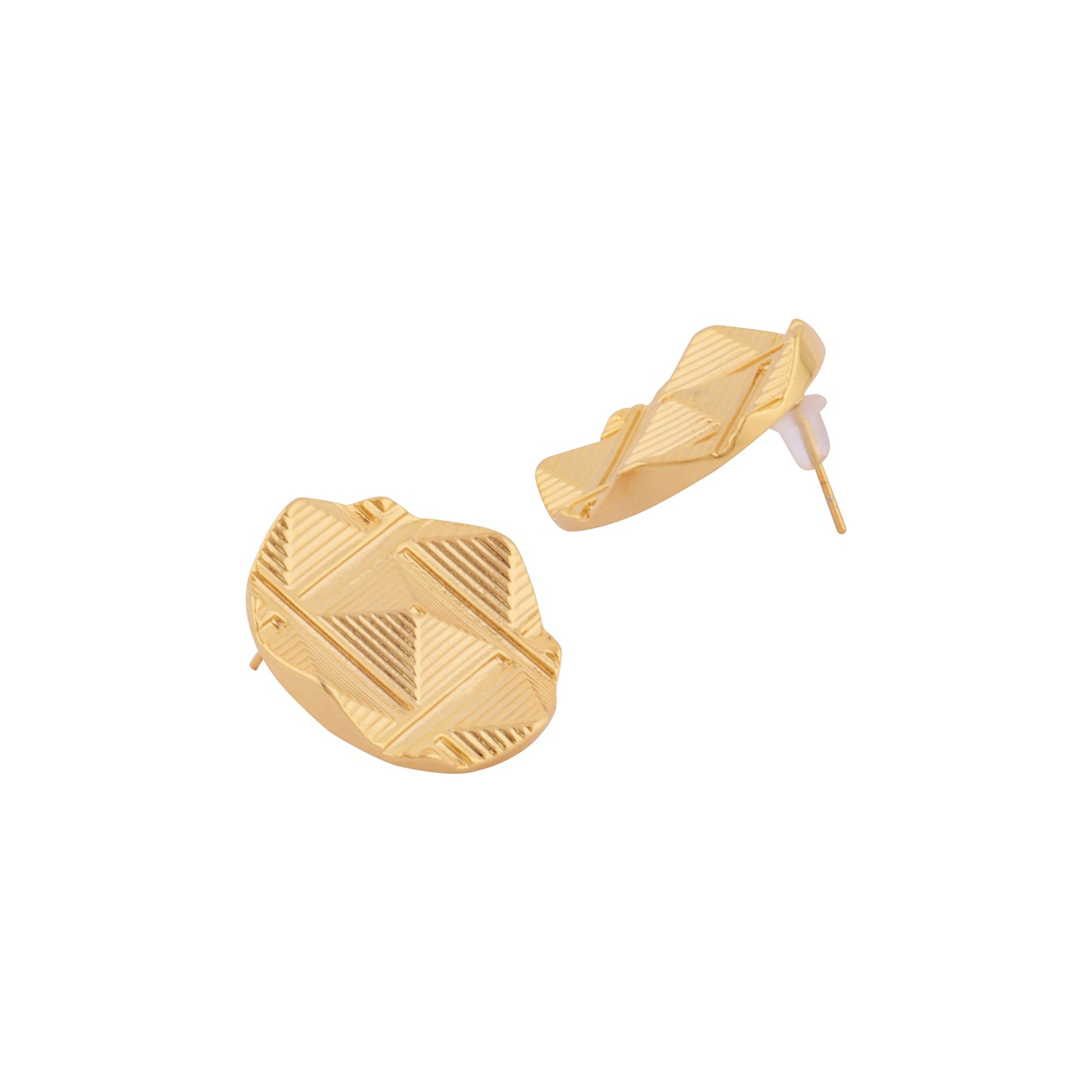 Round gold stud earring