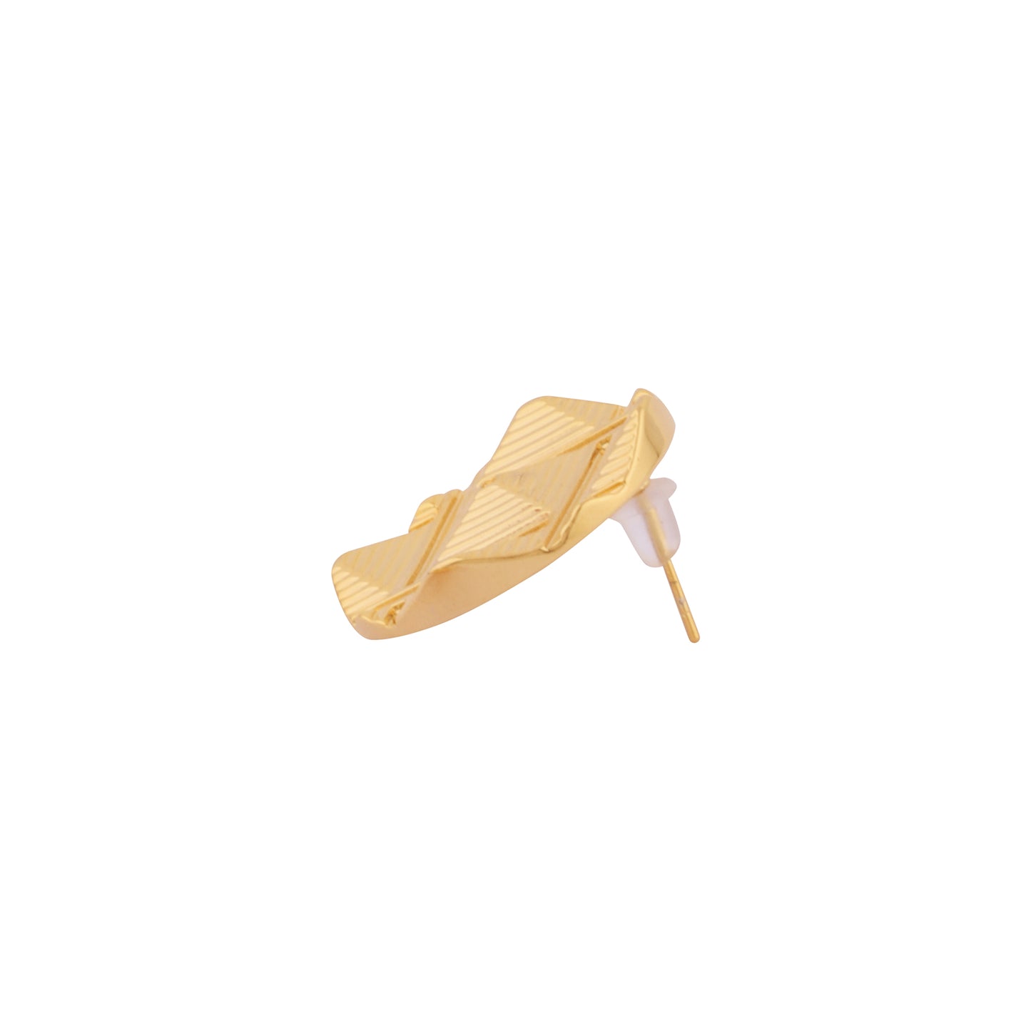 Round gold stud earring