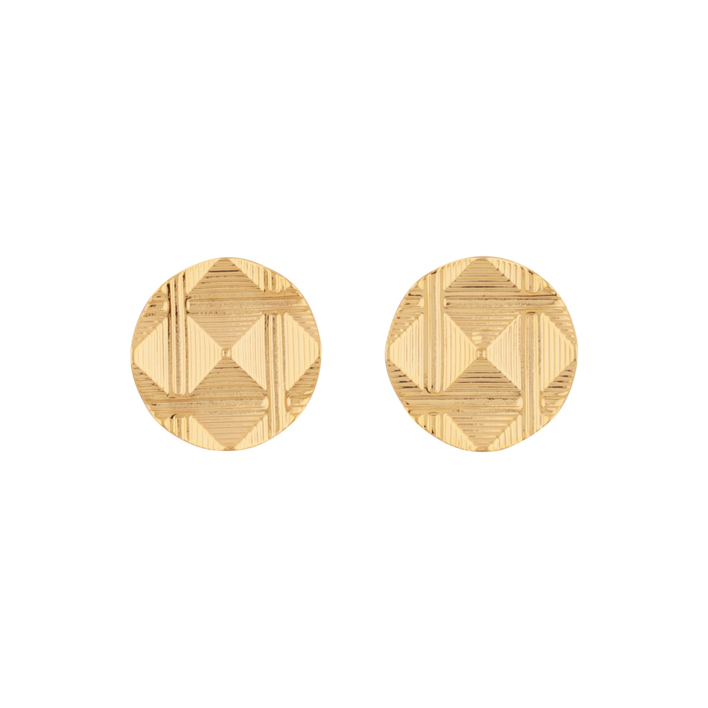 Round gold stud earring