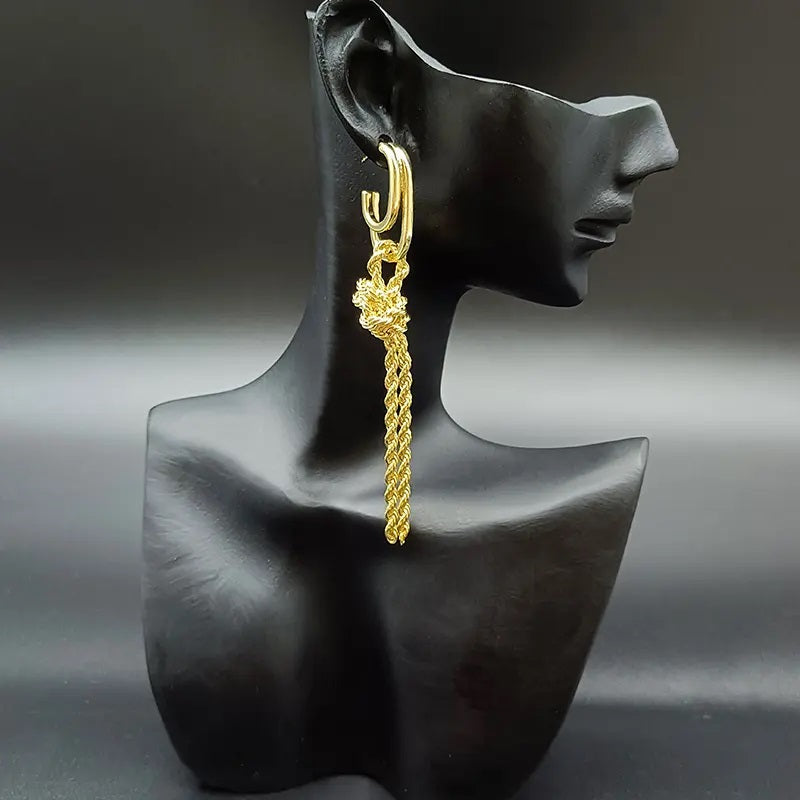 Long twist chain earring