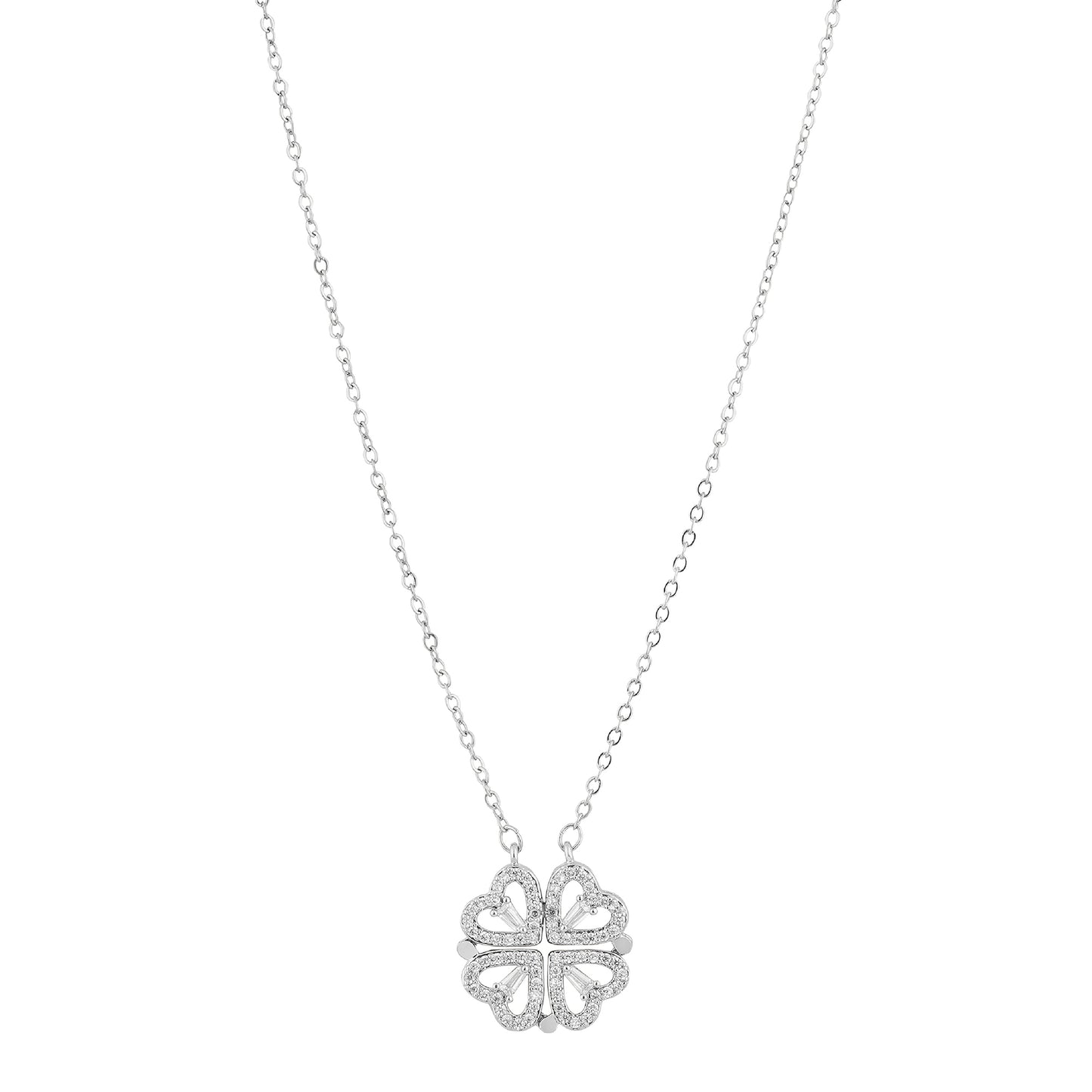 Silver flower heart design necklace