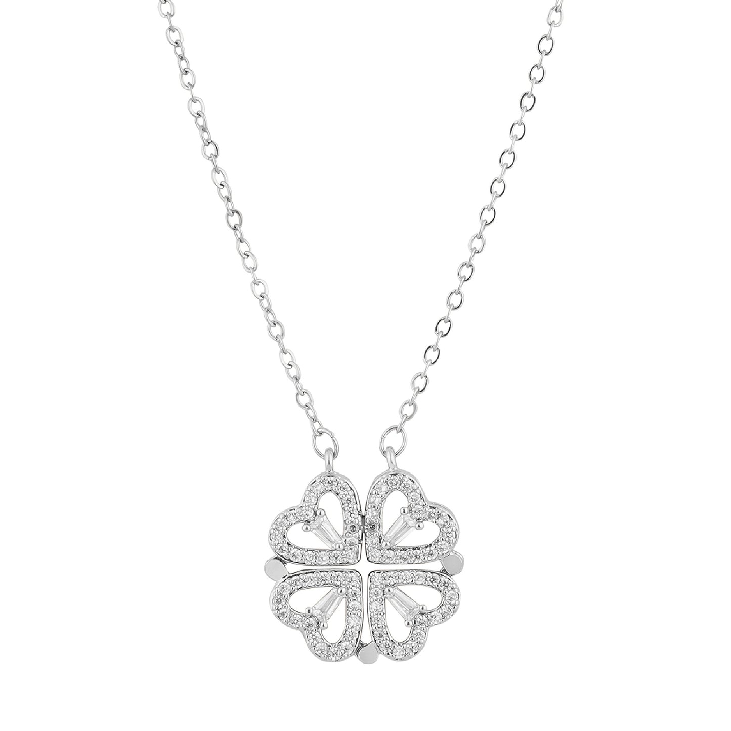 Silver flower heart design necklace