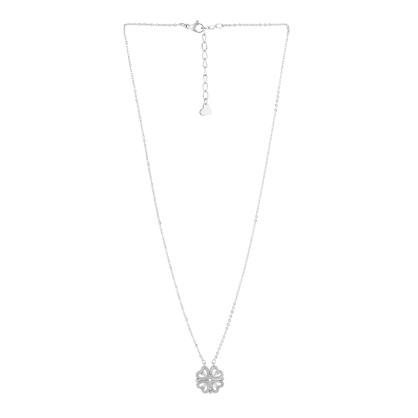 Silver flower heart design necklace