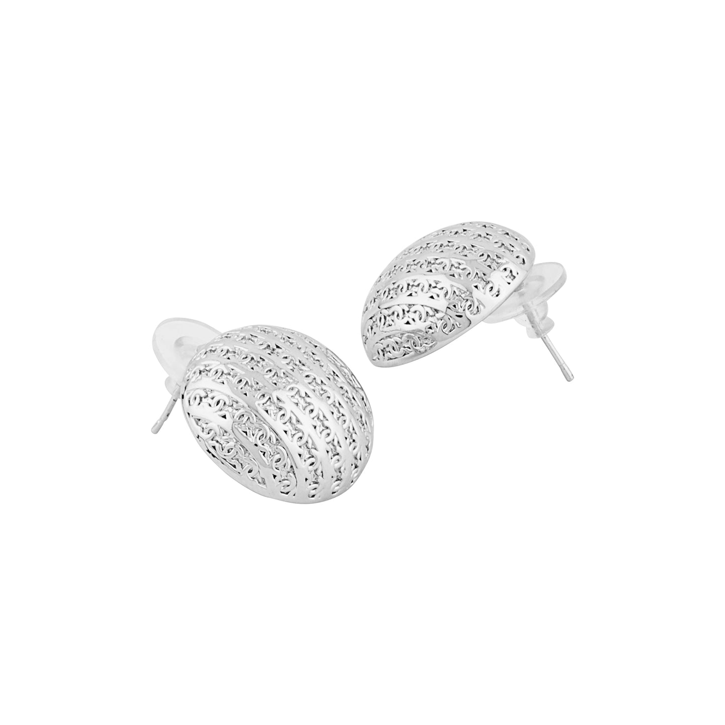 Golf ball design silver earring