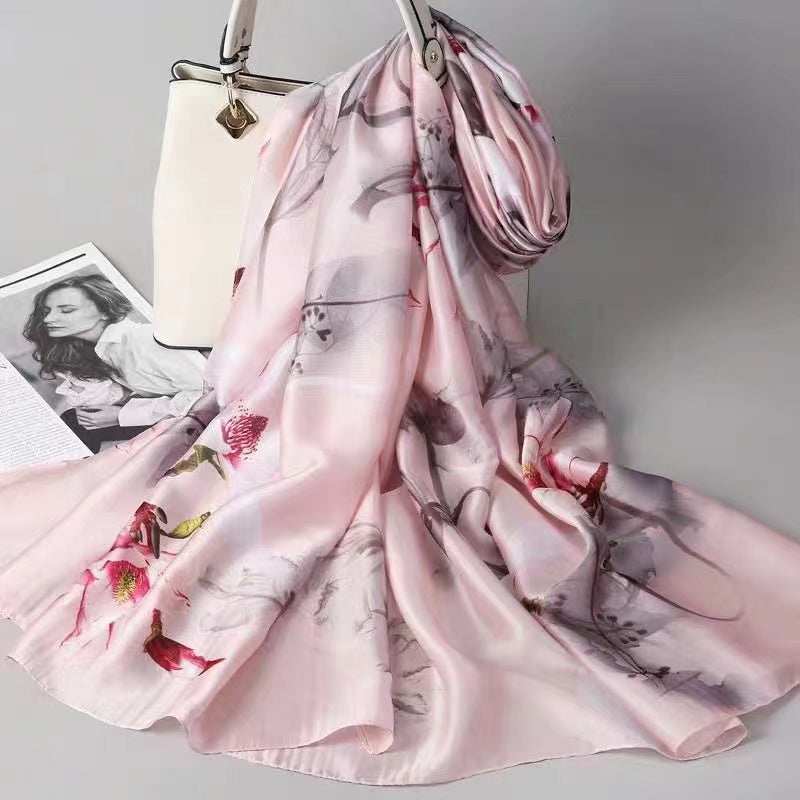 Red flower peach colour scarf
