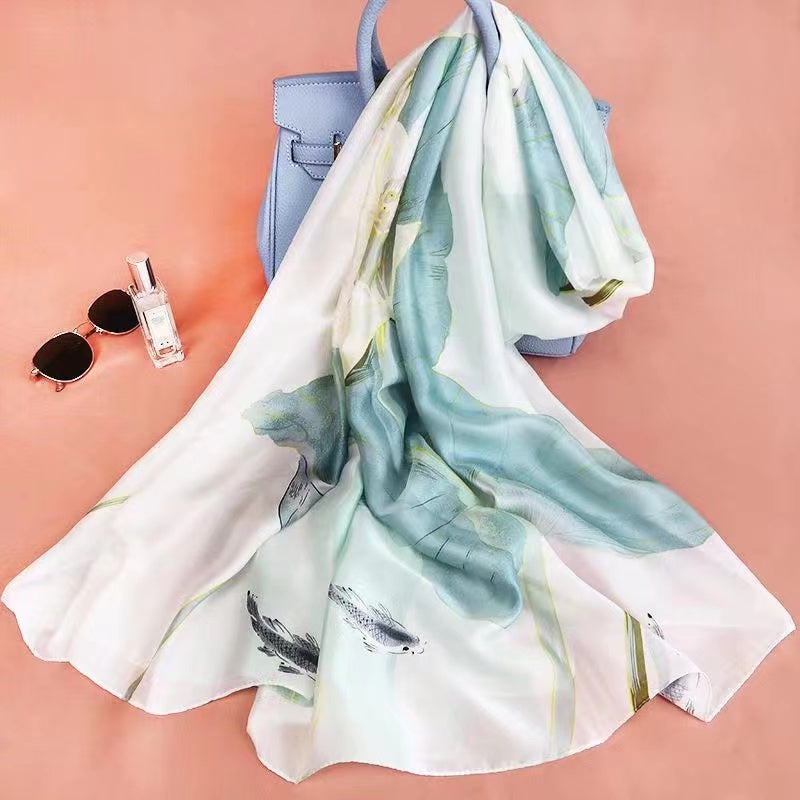 Woman Custom Design Printed Headscarf Silk Scarf