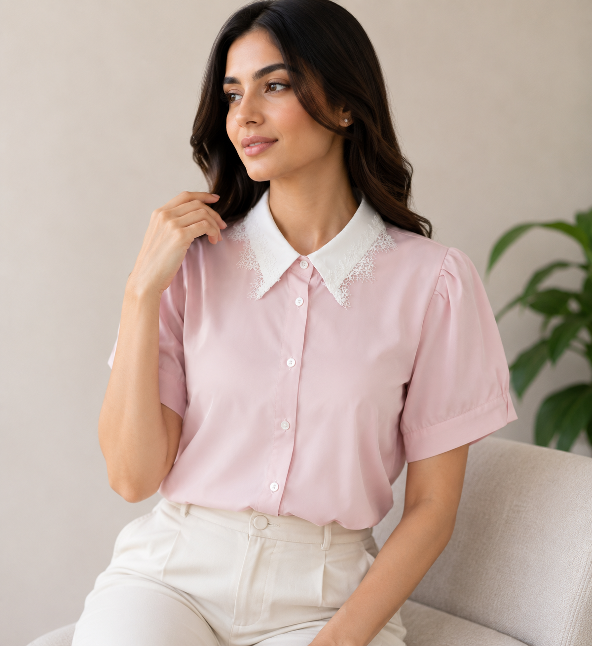 Pretty Lace Collar Shirt