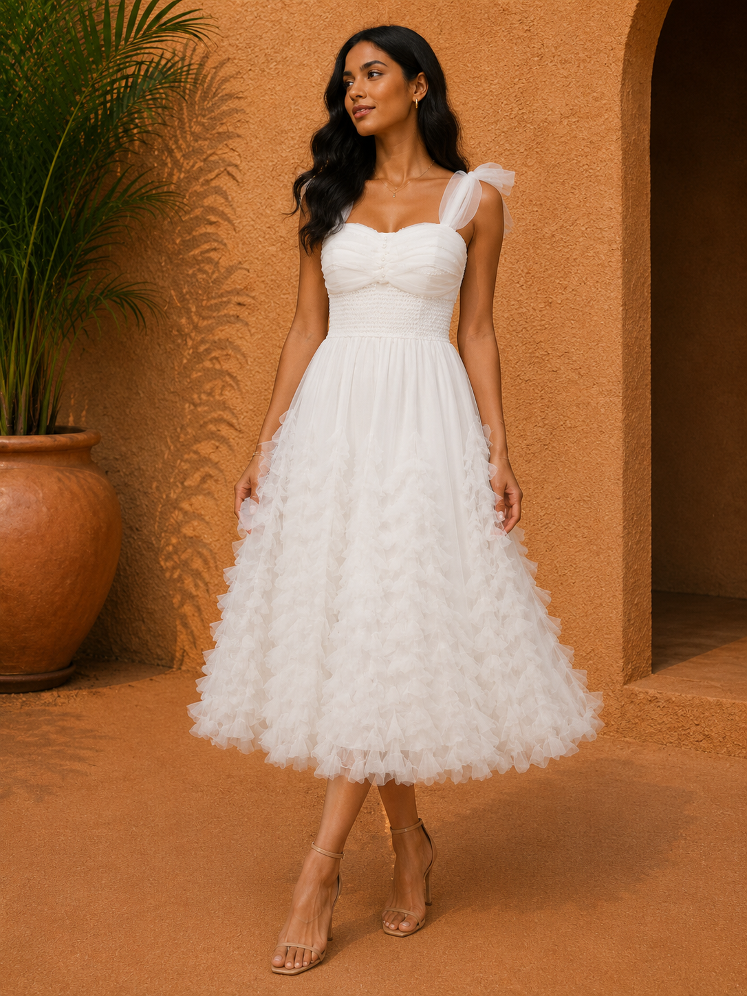 Soft Flappy Wave Pattern Dress