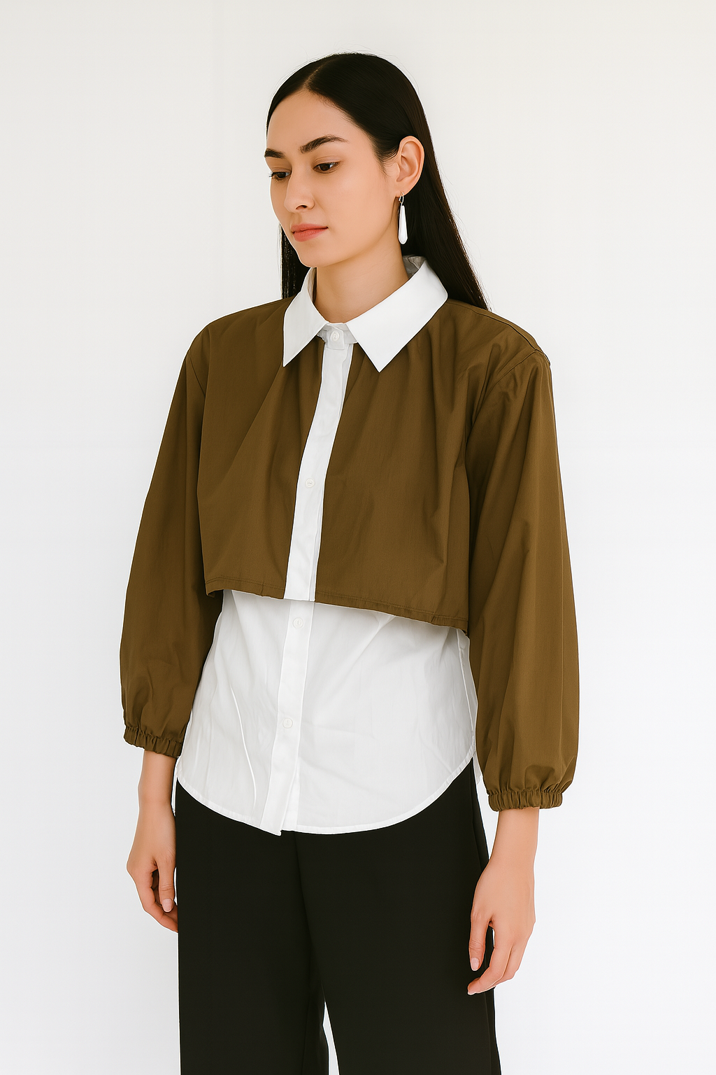 Long top with jacket for college look