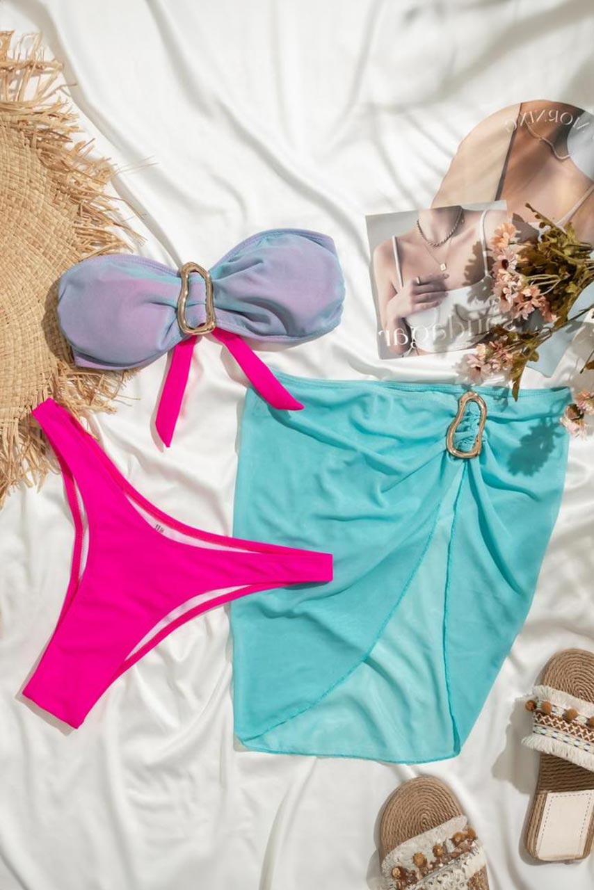 Bandeau with skirt swimwear for women