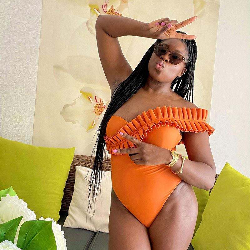 Orange confirmable stylish swim wear for women