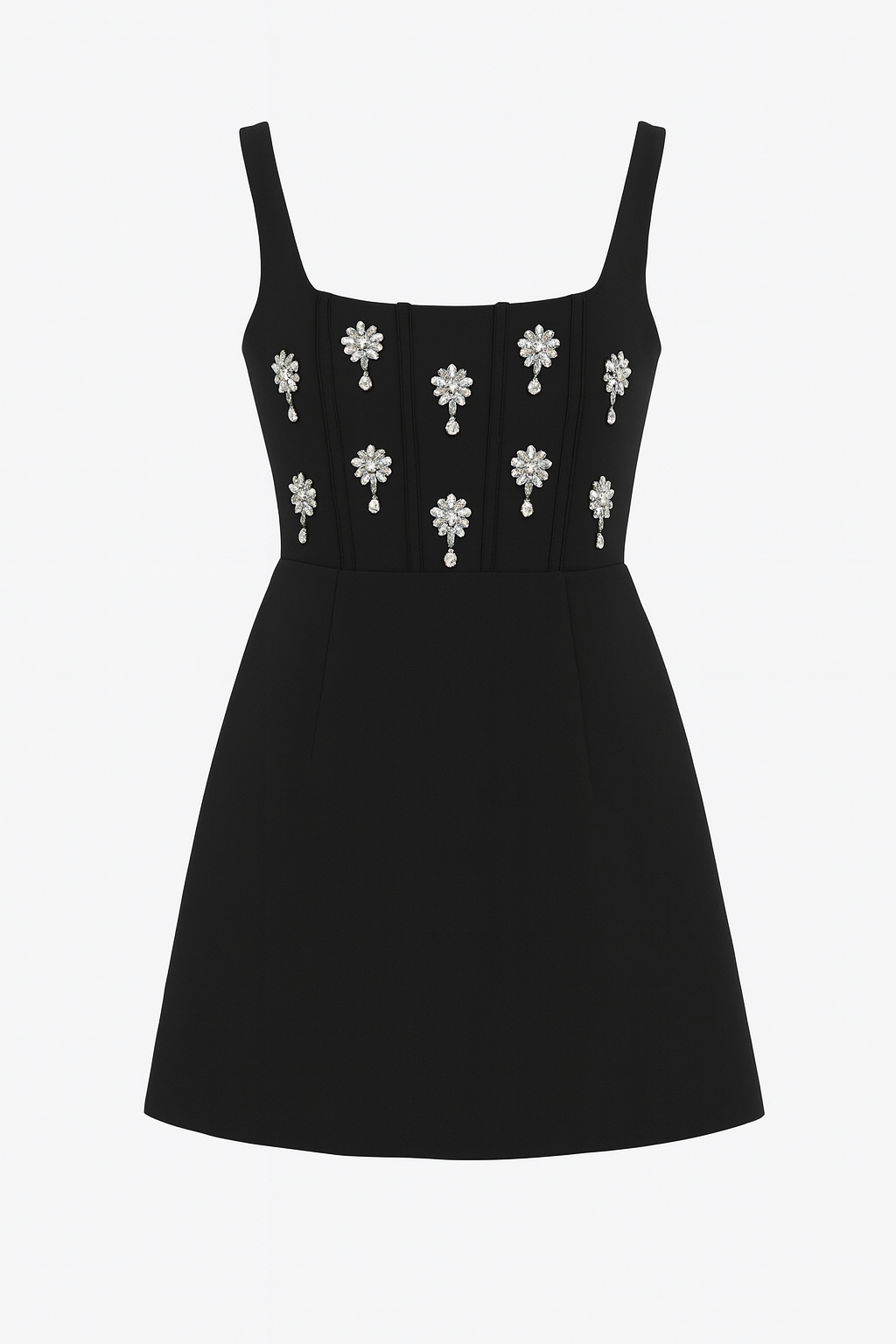 Beautiful black flayred one piece with sleev less hand