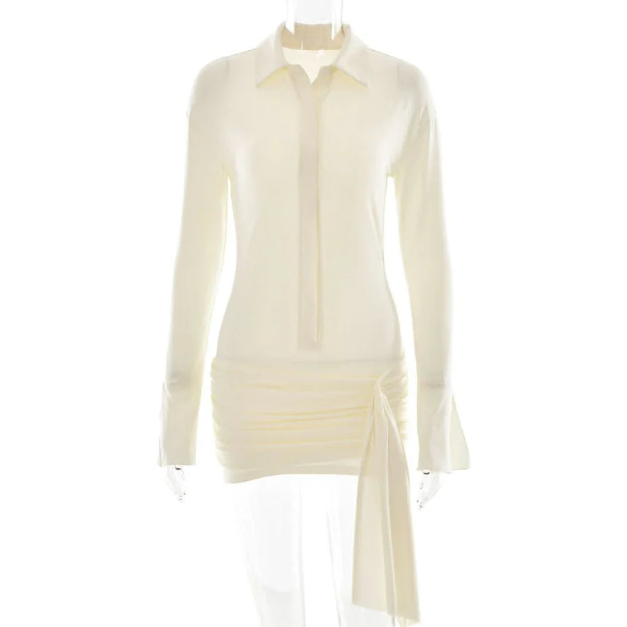 Full chines neck white dress