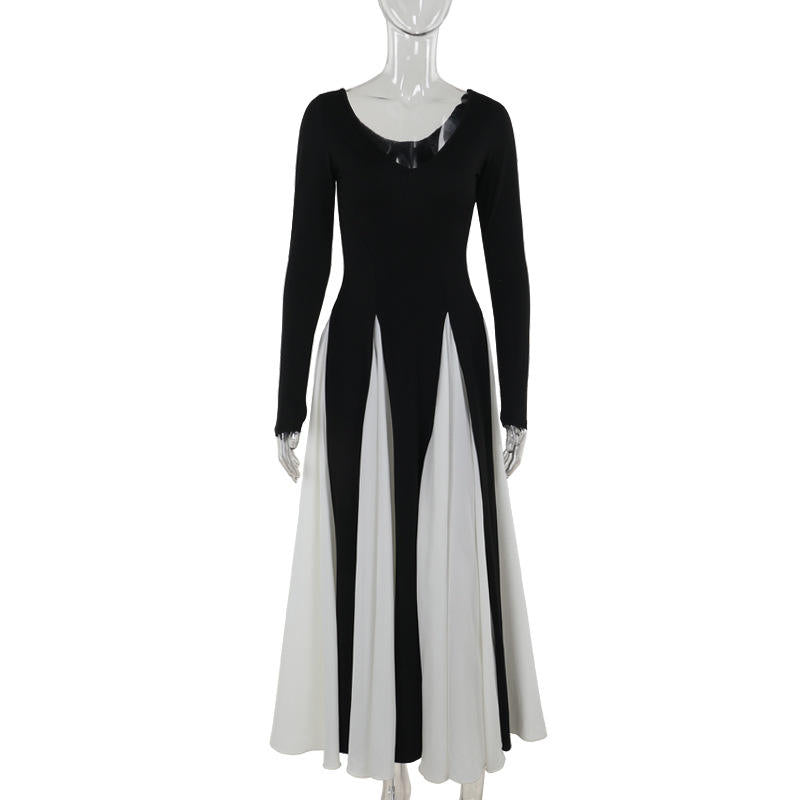 Black and white two layer long dress