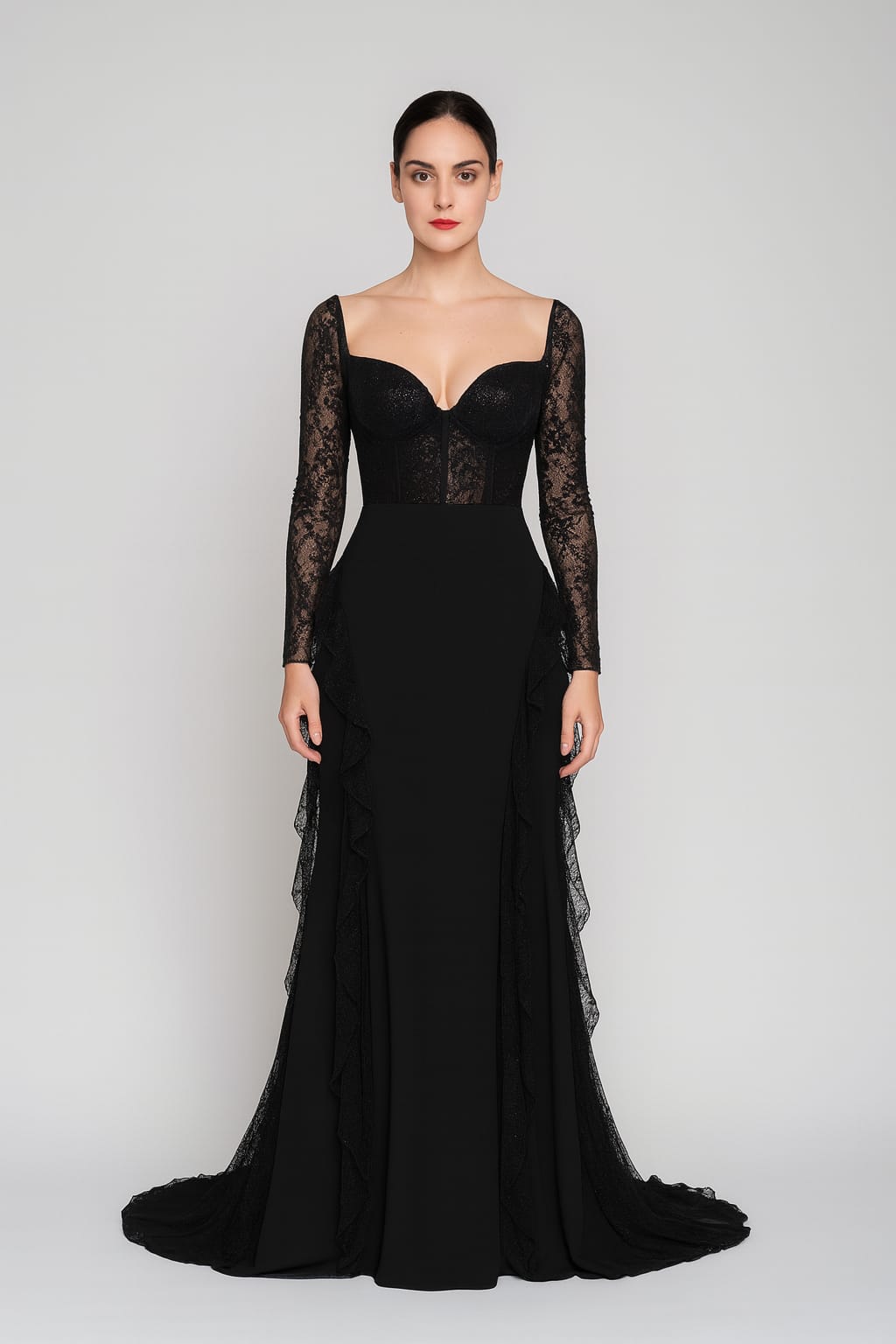 Black Net Long Dress For Women