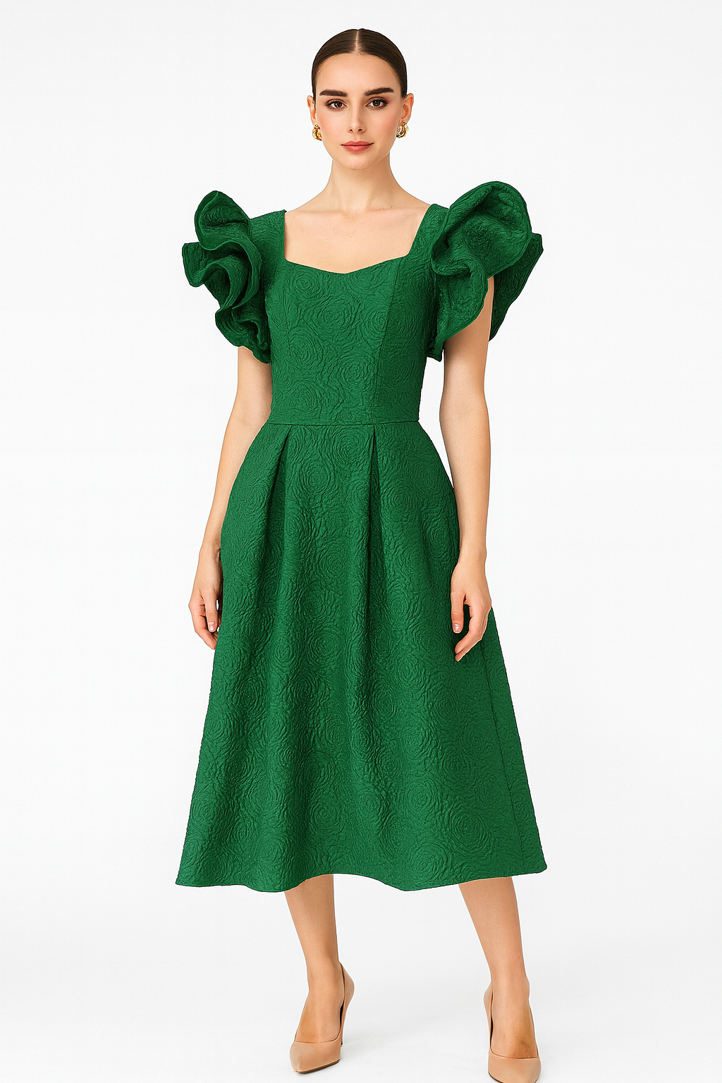 Pretty Hand Green Dress For Women