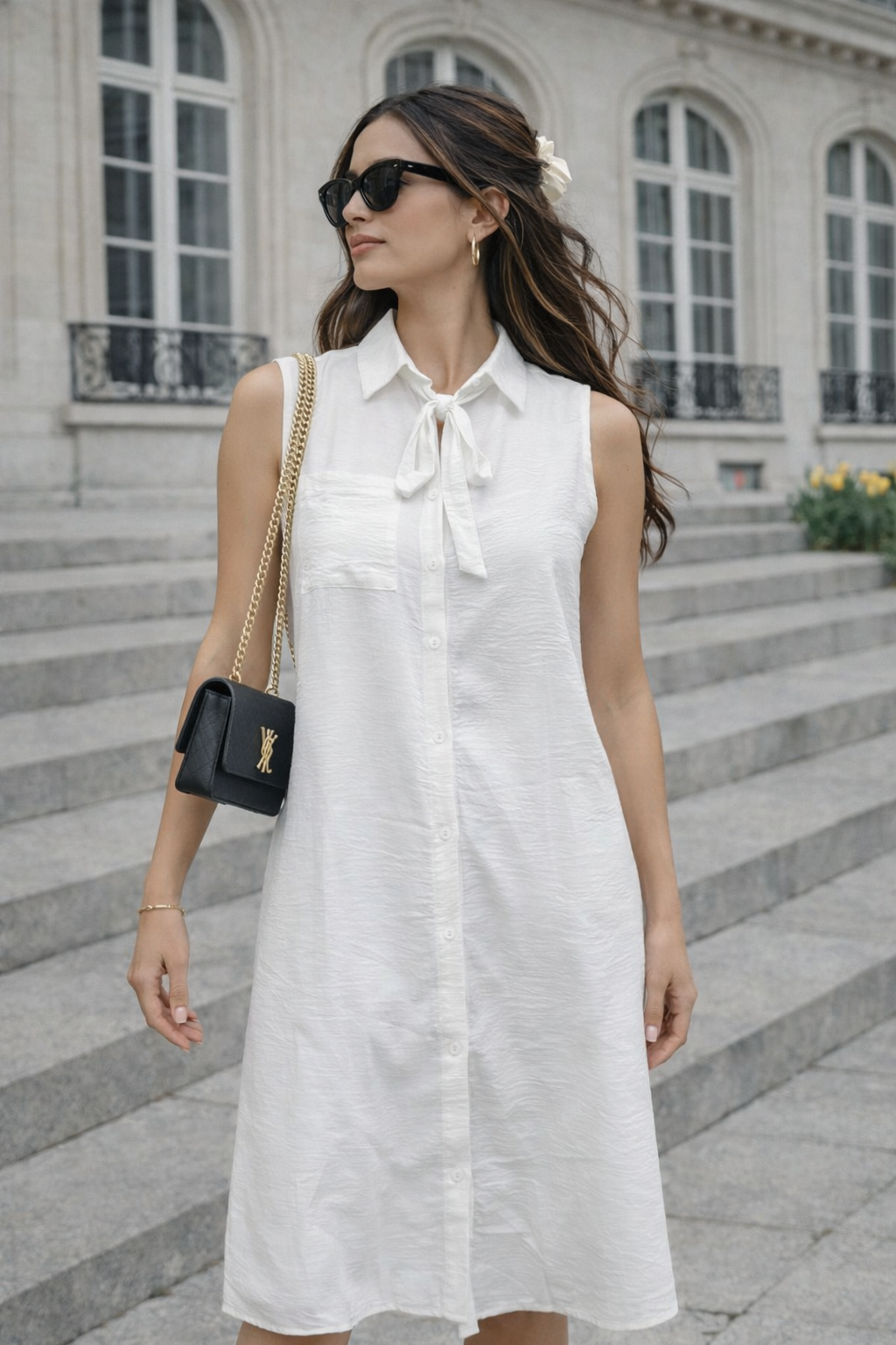 White Sleeveless Long Dress For Women