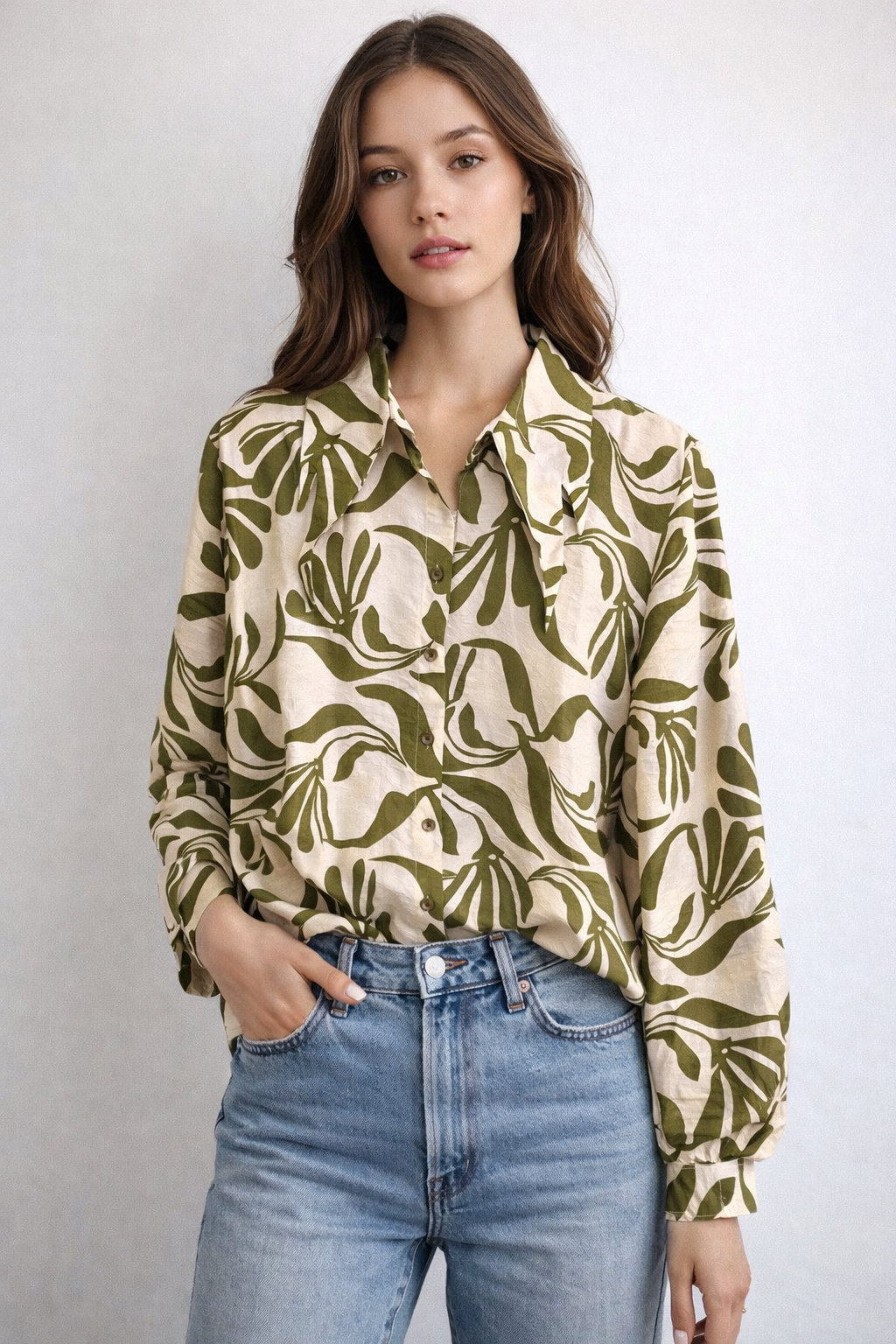 Green colour printed shirt