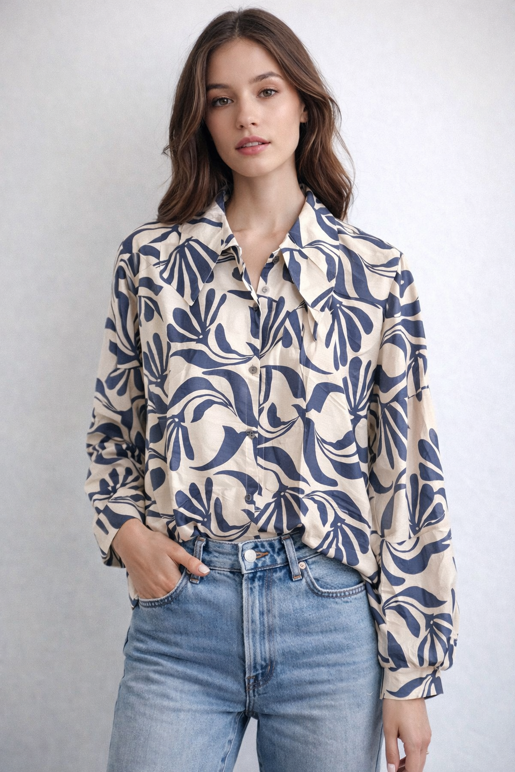 Blue colour printed shirt
