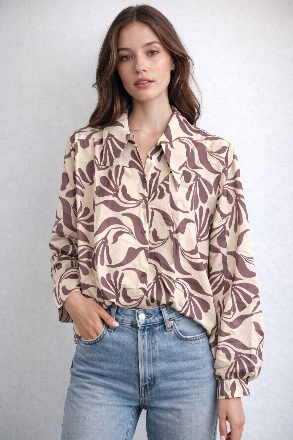 Lavender Shade Colour Printed Shirt
