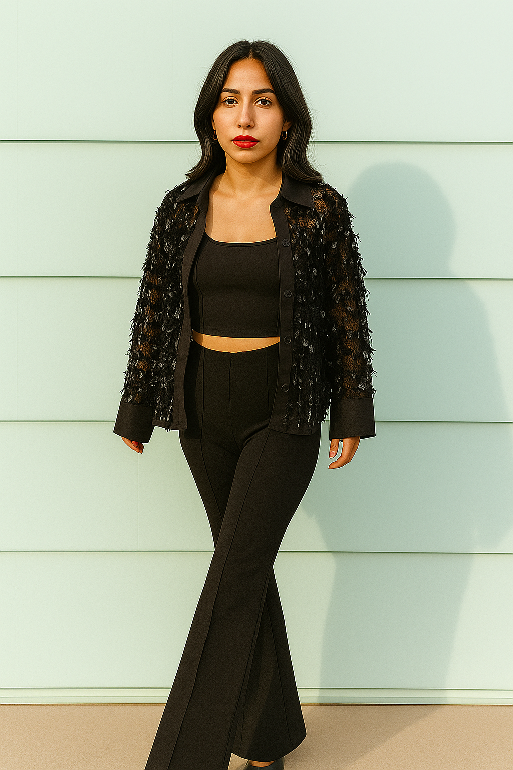 Fancy Style Black Shirt With Slip For Girls