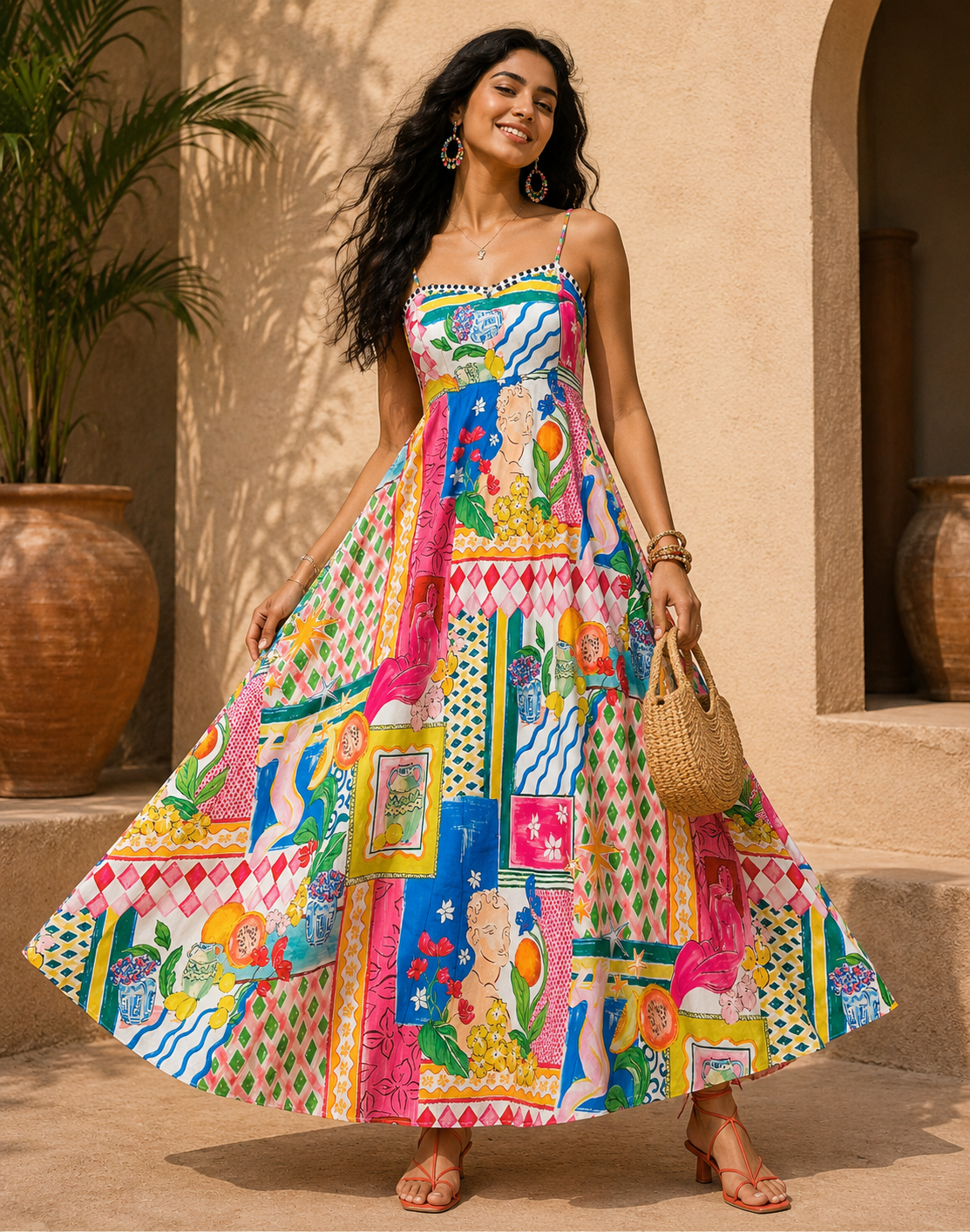 Impressive Multi Print Dress