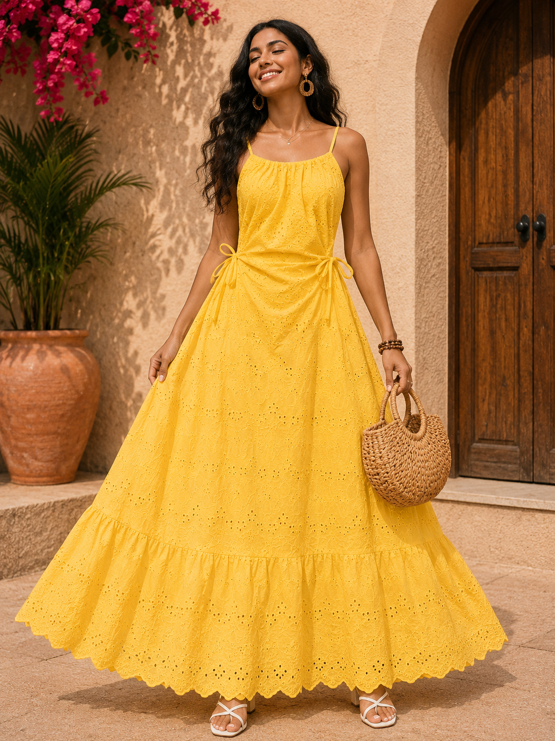 Embraided Cotton Maxi Dress