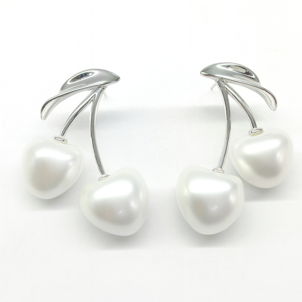 Chunky cherry style silver stud earring