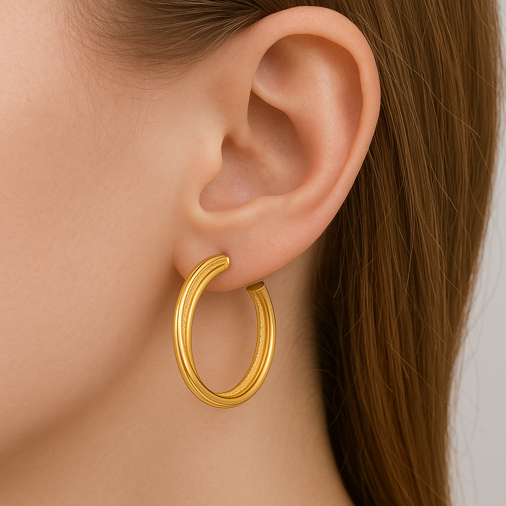 Dual c style golden stud earring