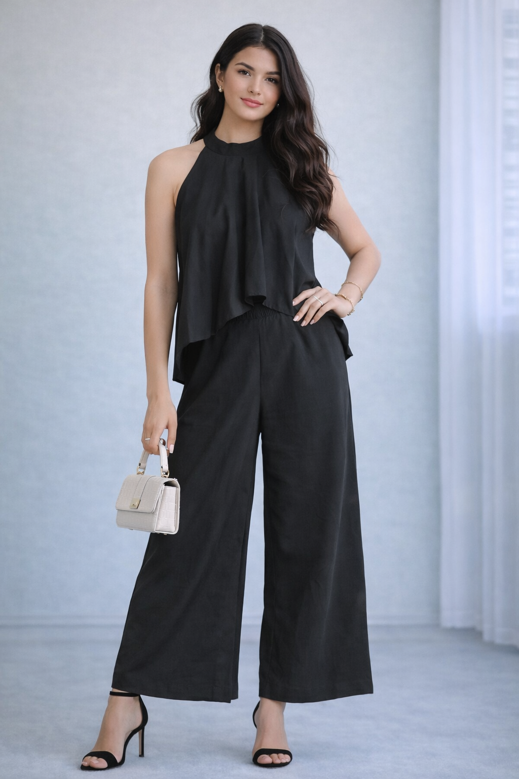 Sleeve Less Hand Top With Palazo Set