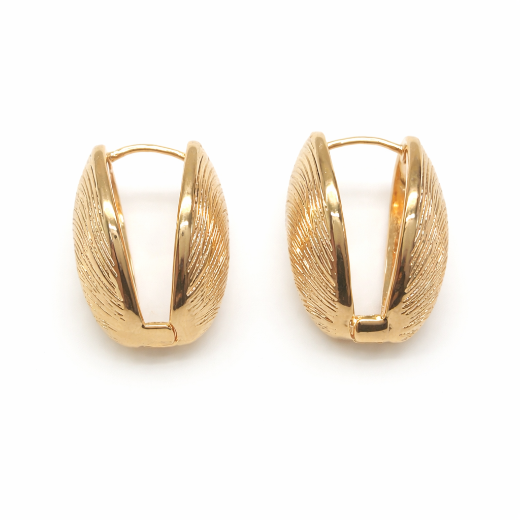 Golden Feather Curve Hoops