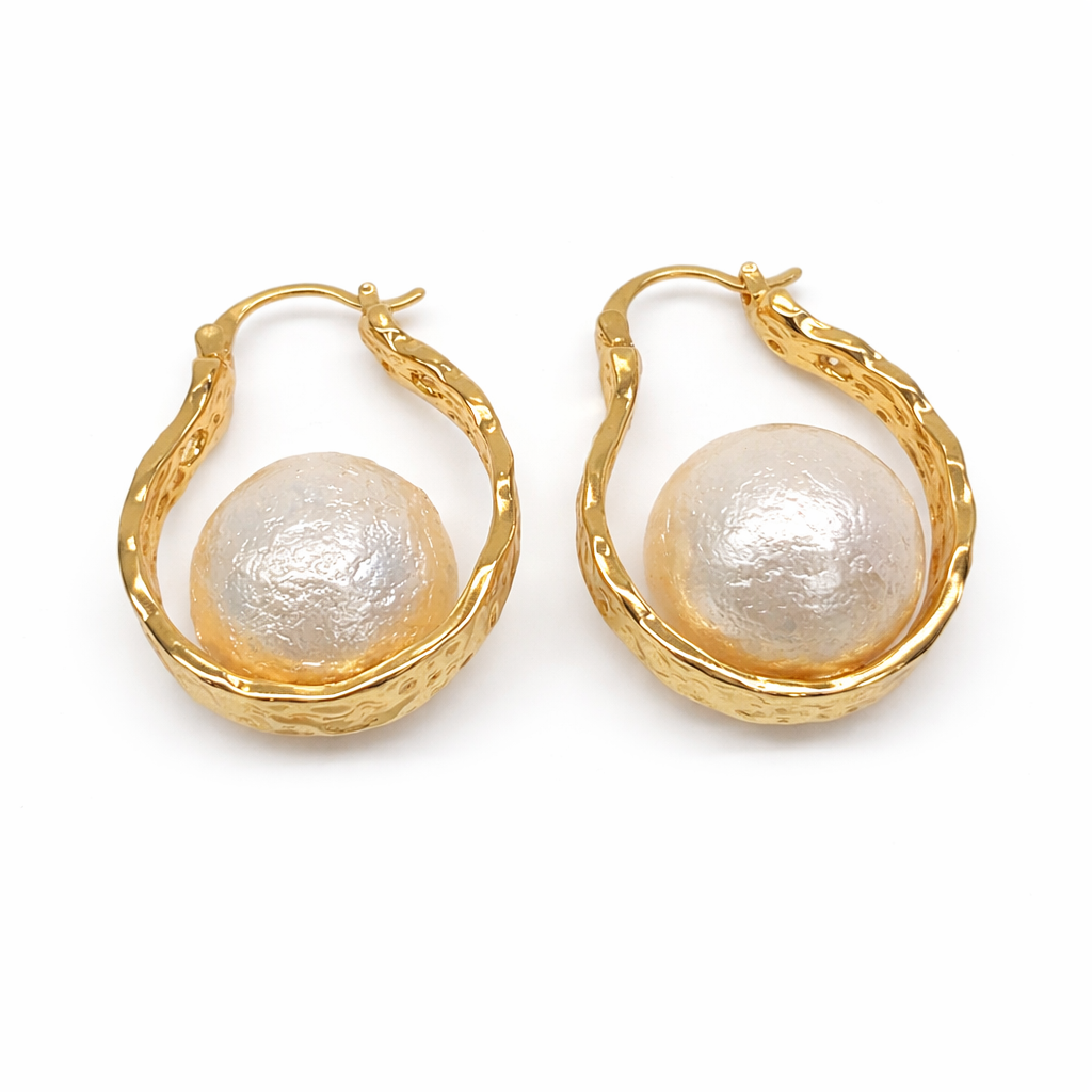 Ethereal Pearl Halo Hoops