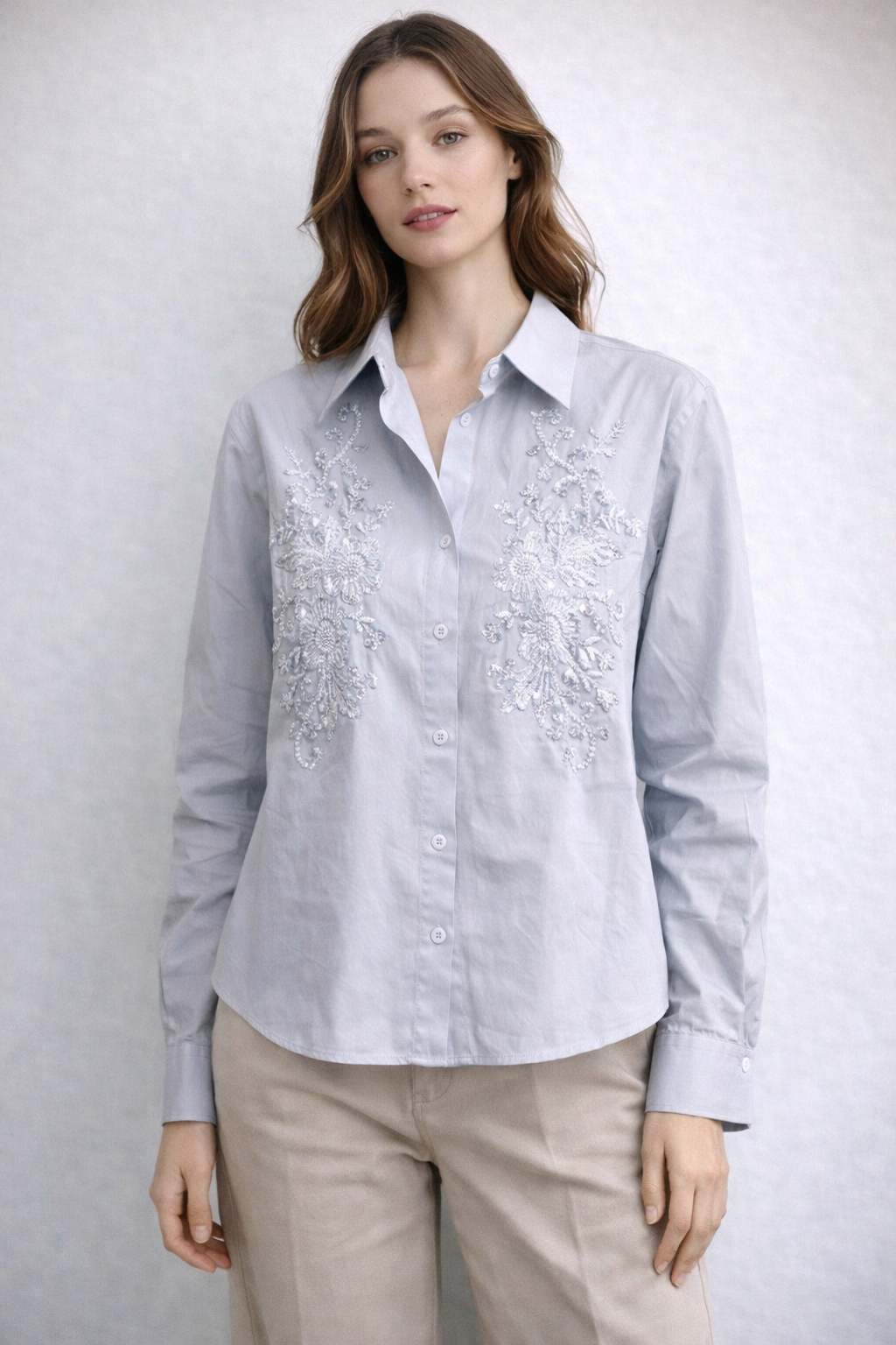 Long Sleeve Design Blue Shirt