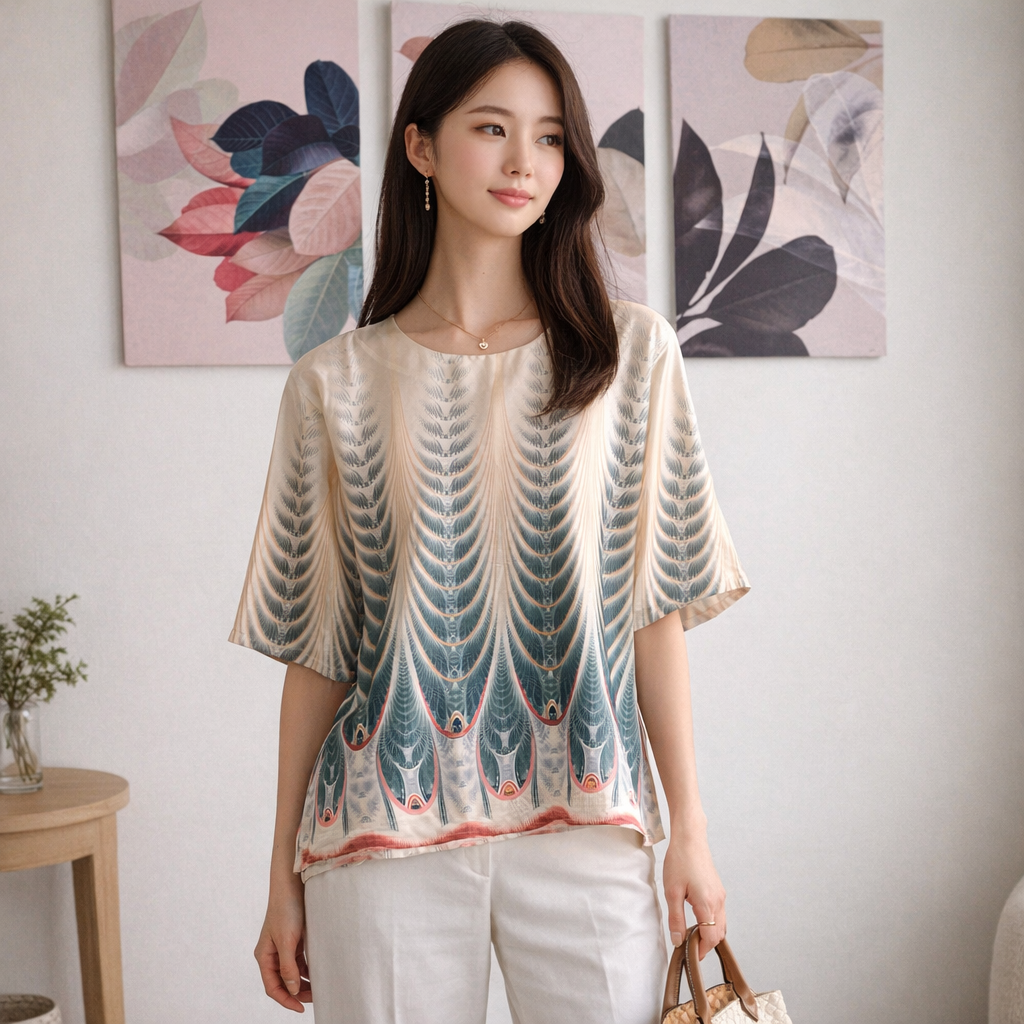 Multi Printed Round Neck Top For Women