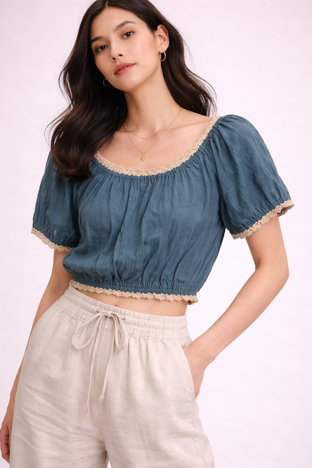 Blue Simple Top For Girls