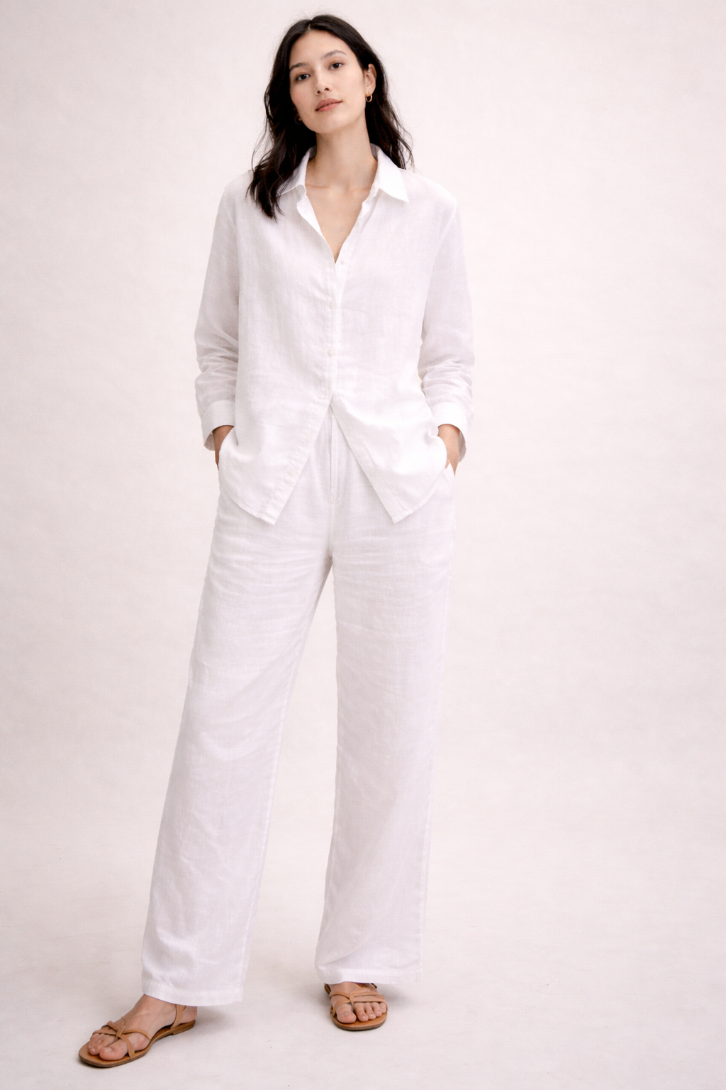 White Shirt With Pant Set For Women
